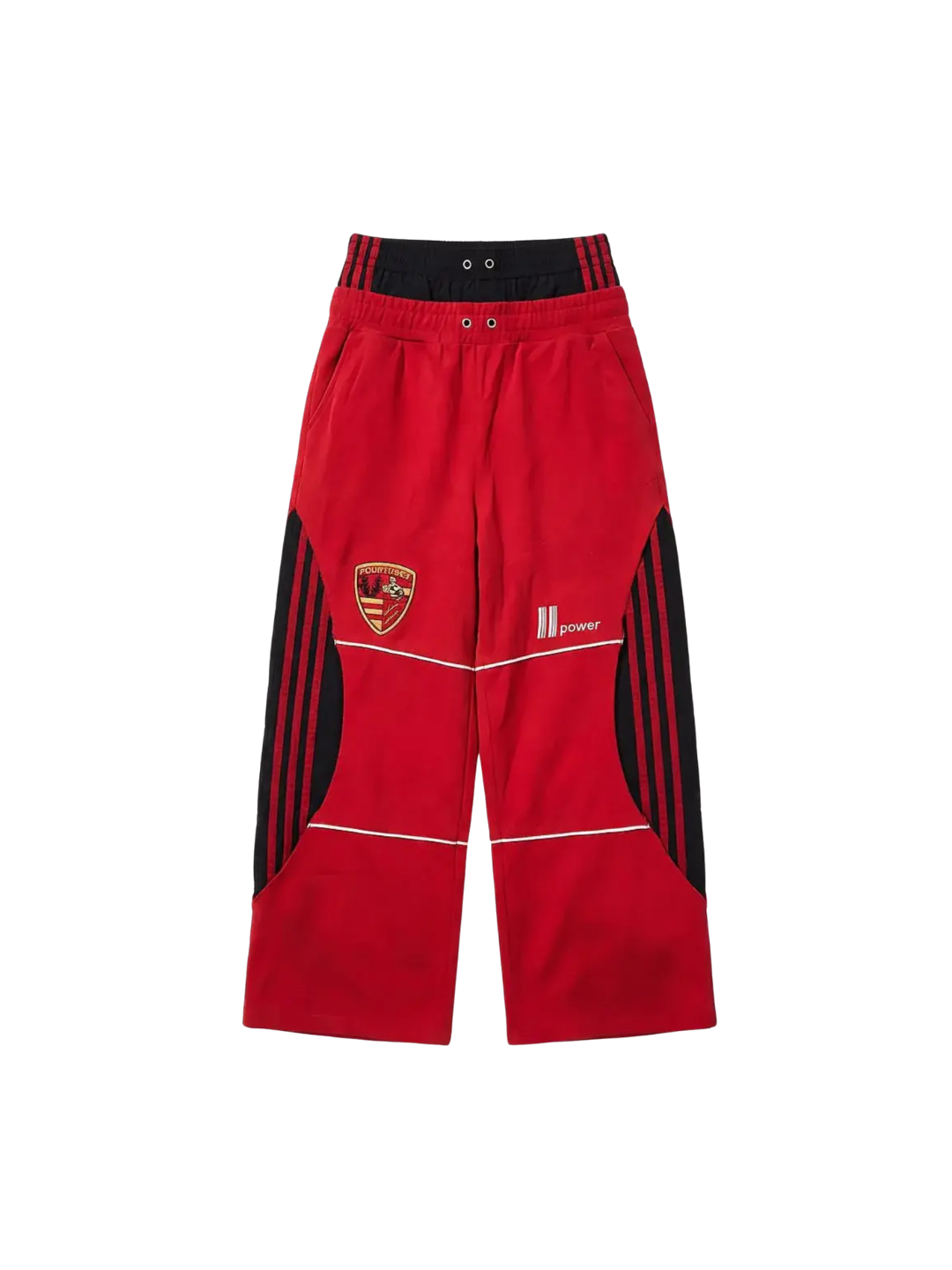 Red Stripe Double Waistband Sweatpants