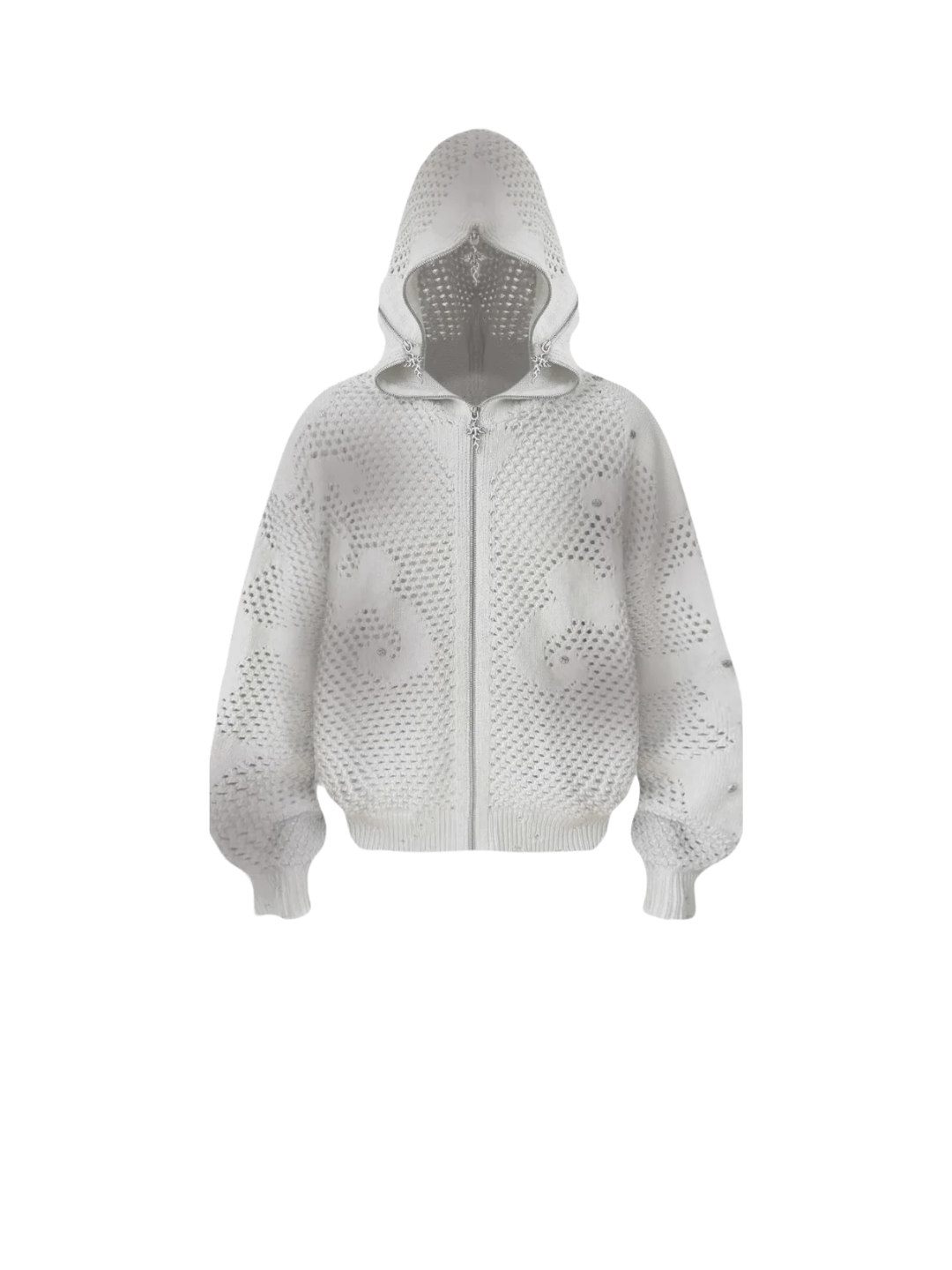 Dark Avant Garde Openwork Knit Hoodie