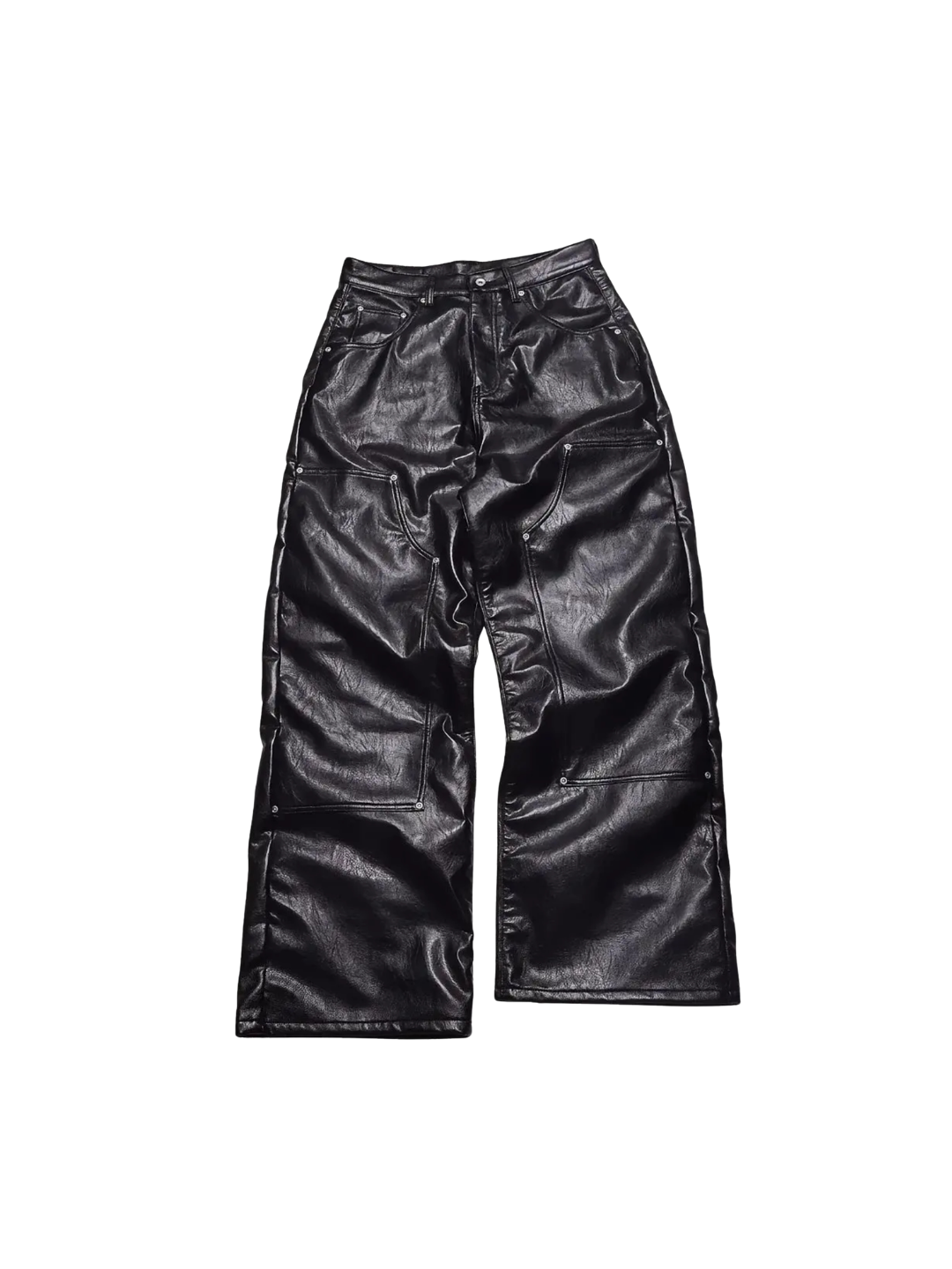 Sanskrit Embroidery Wide Leather Pants