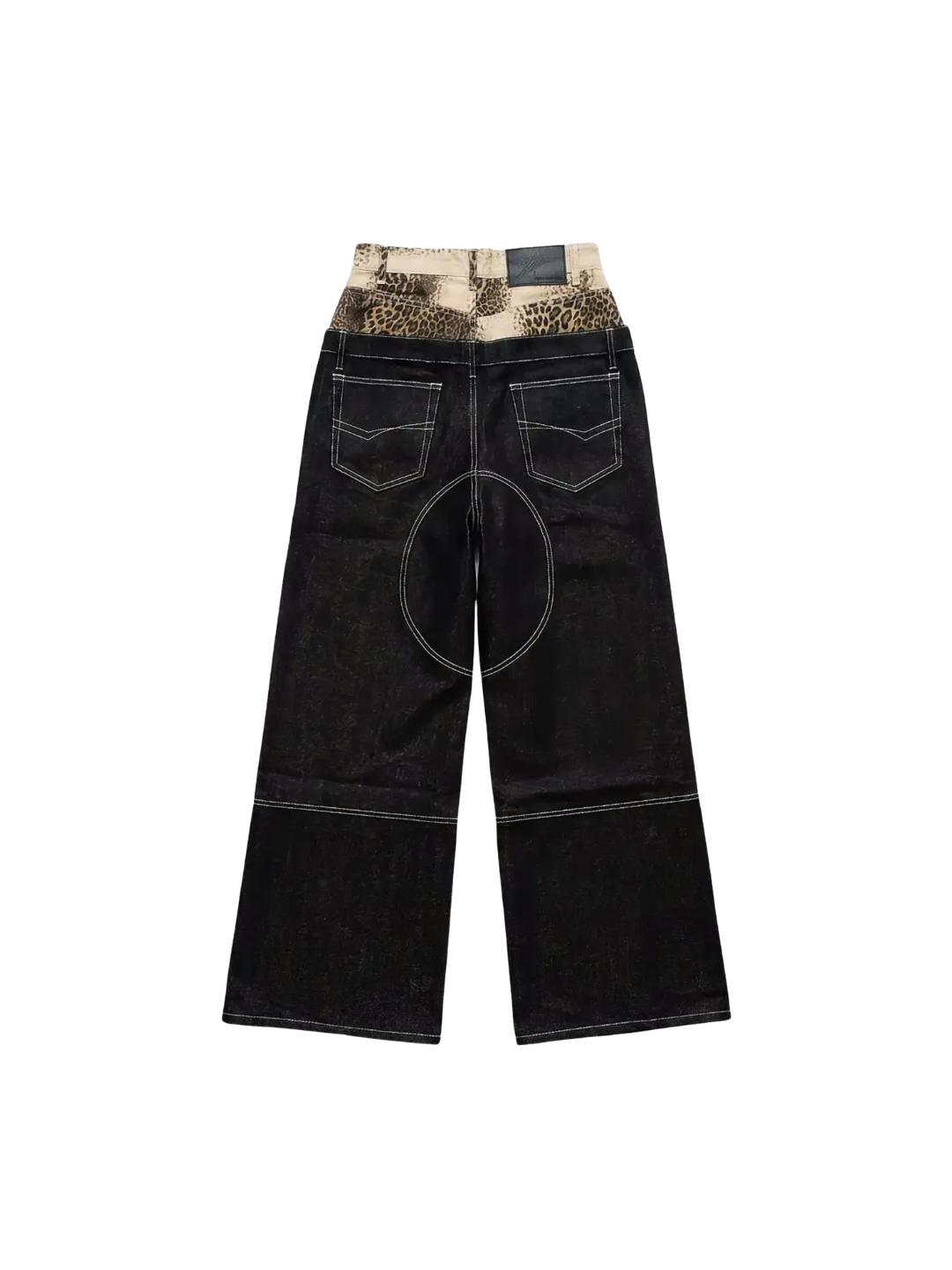 Leopard Print Double Waistband Jeans