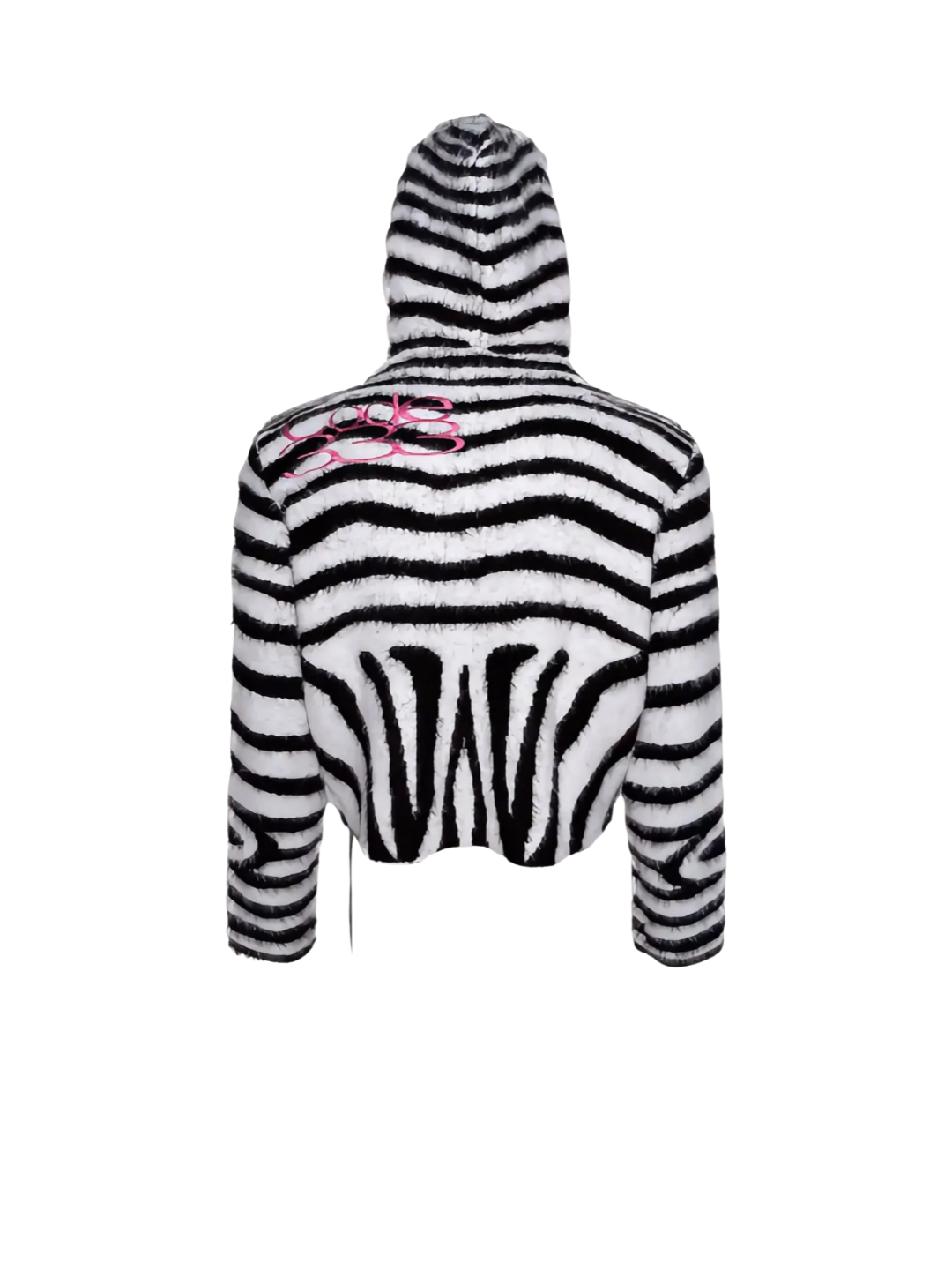 Zebra Print Faux Fur Hoodie