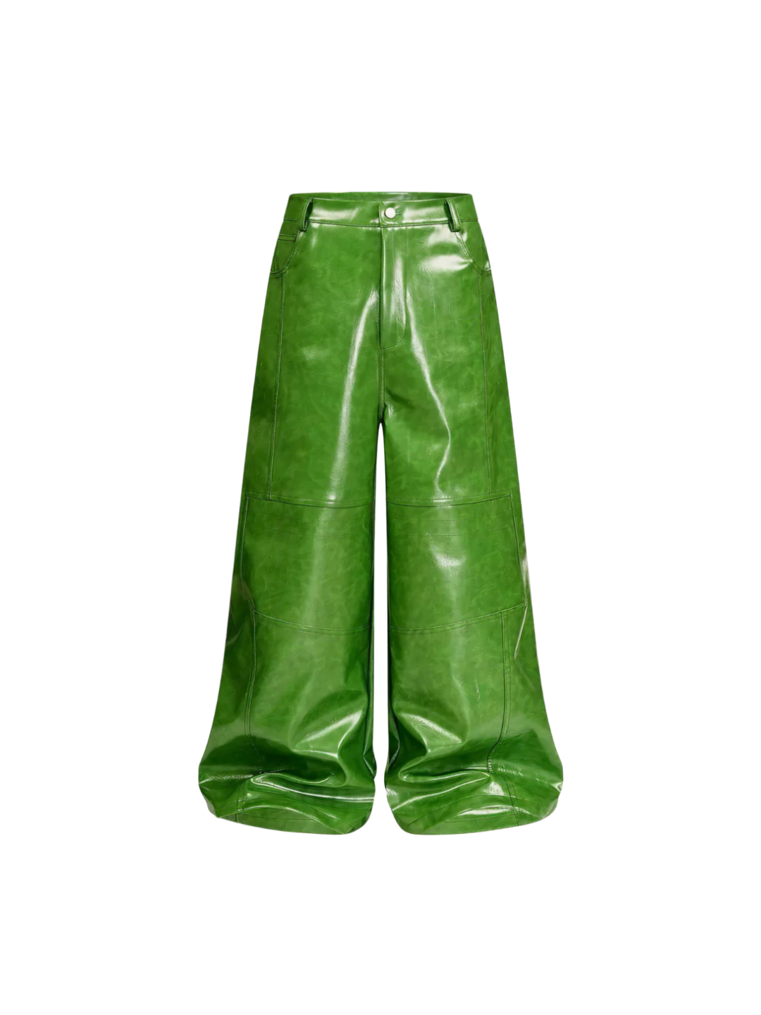 Green Liquid Leather Wide Leg Pants