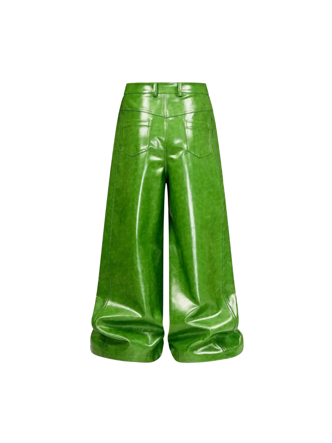 Green Liquid Leather Wide Leg Pants