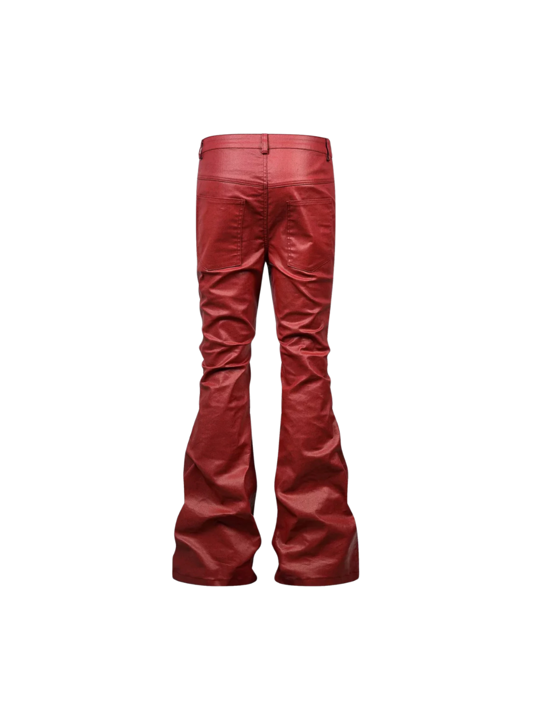 Liquid Metal Red Coated Flare Denim