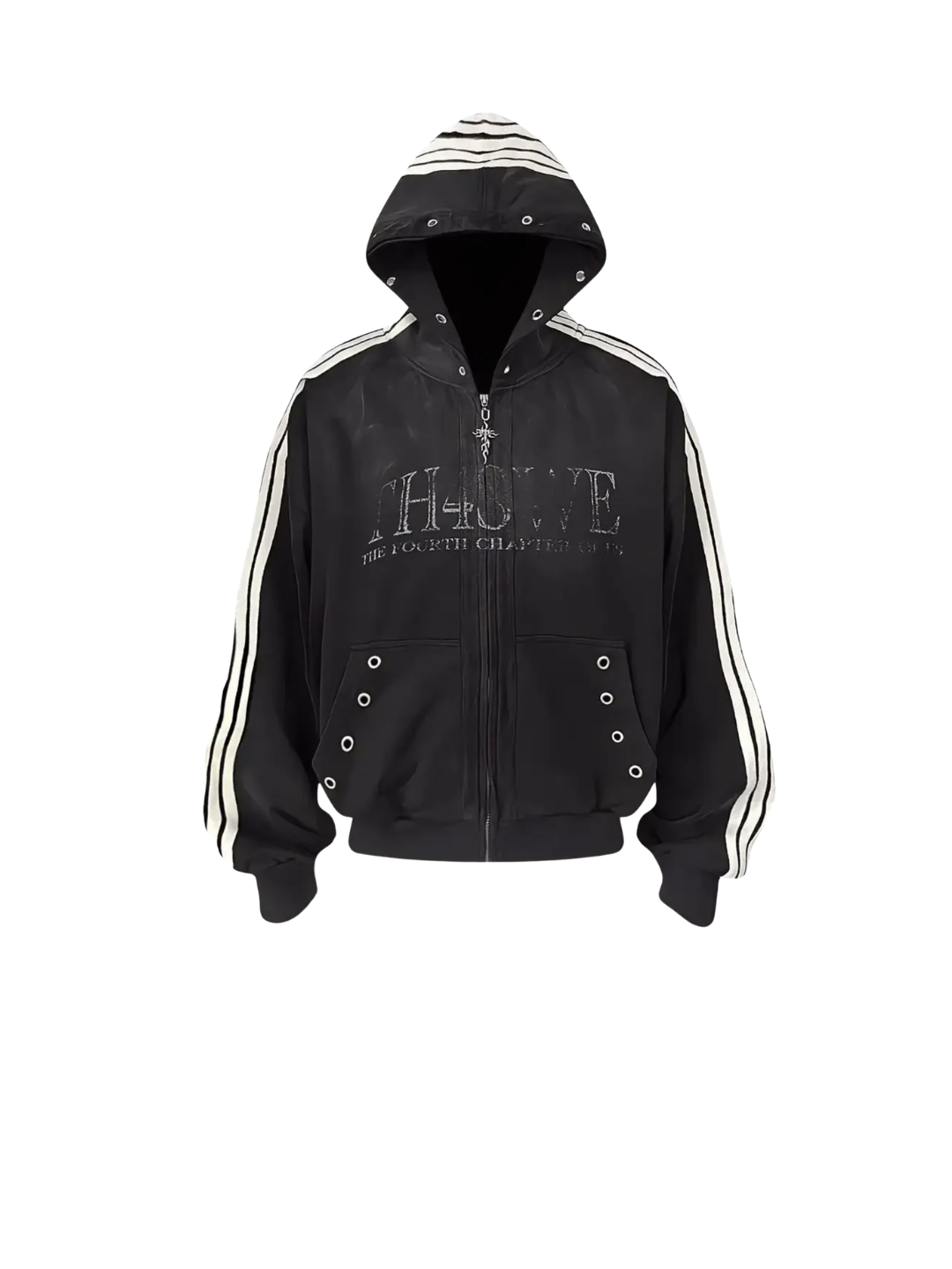 5stripe Webbing Cropped Zip Hoodie