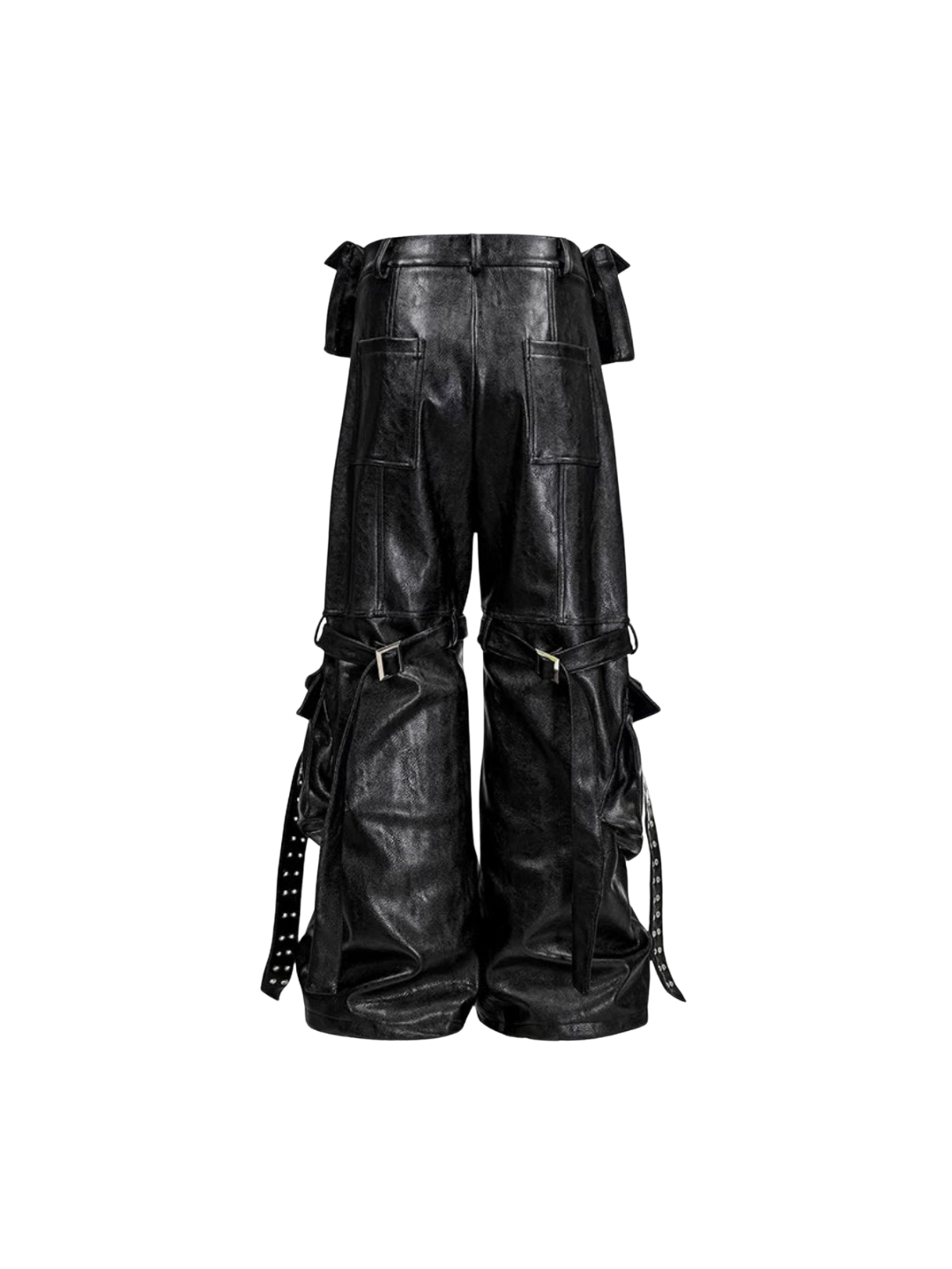 Double Waist Bag Structured Leather Pants