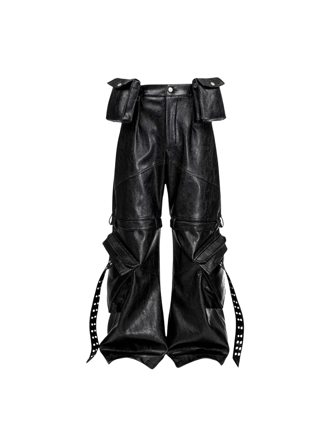 Double Waist Bag Structured Leather Pants