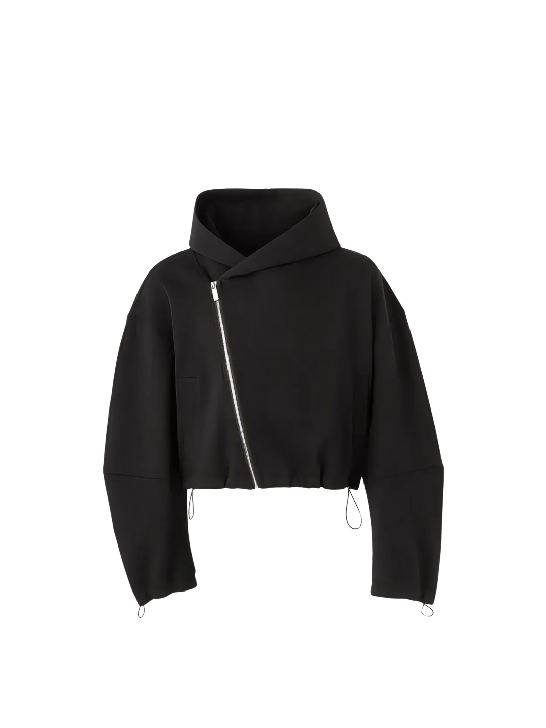 Curved Sleeve Asymmetric Zip Hoodie