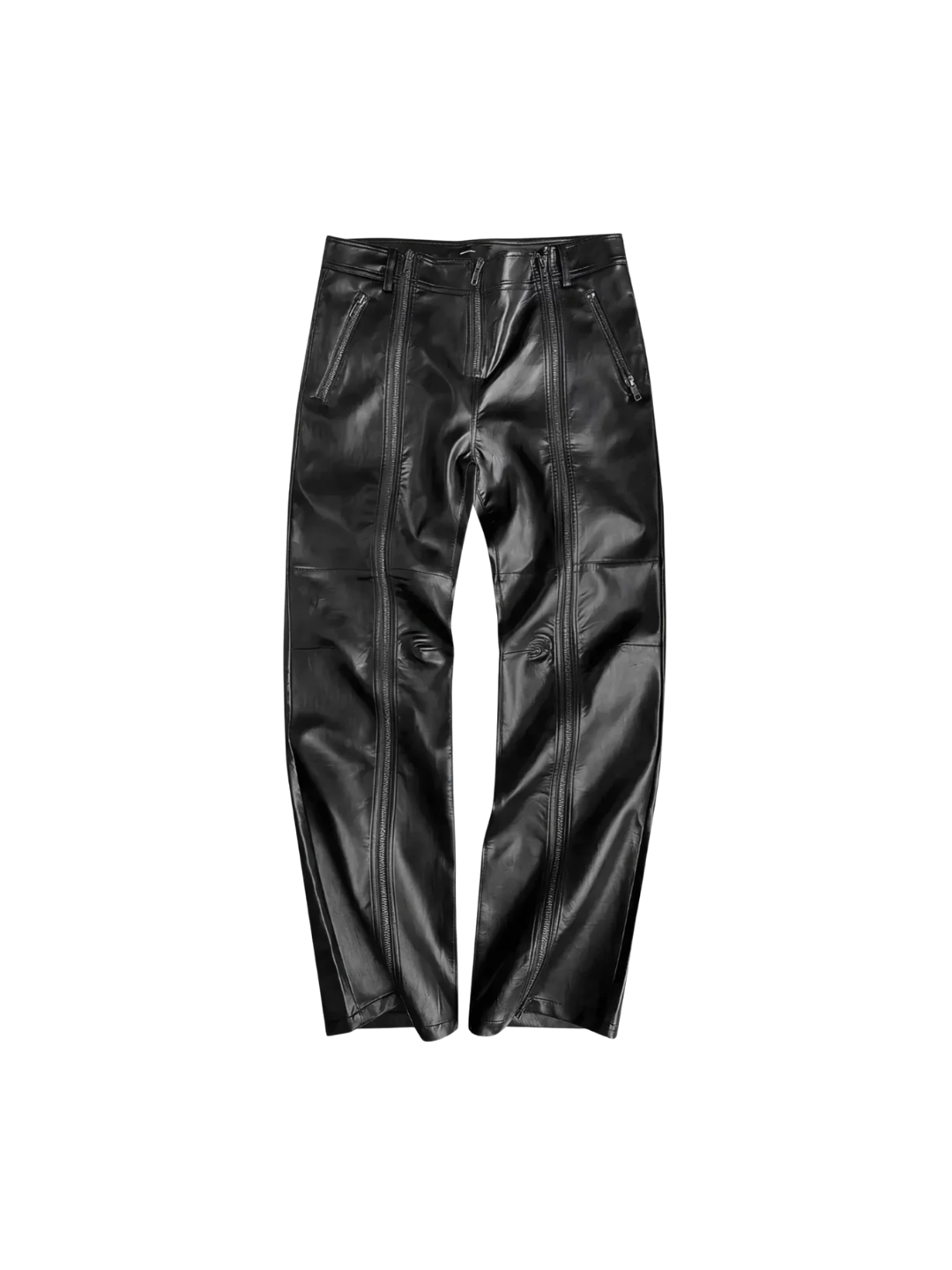 Double Zip Faux Leather Flare Pants