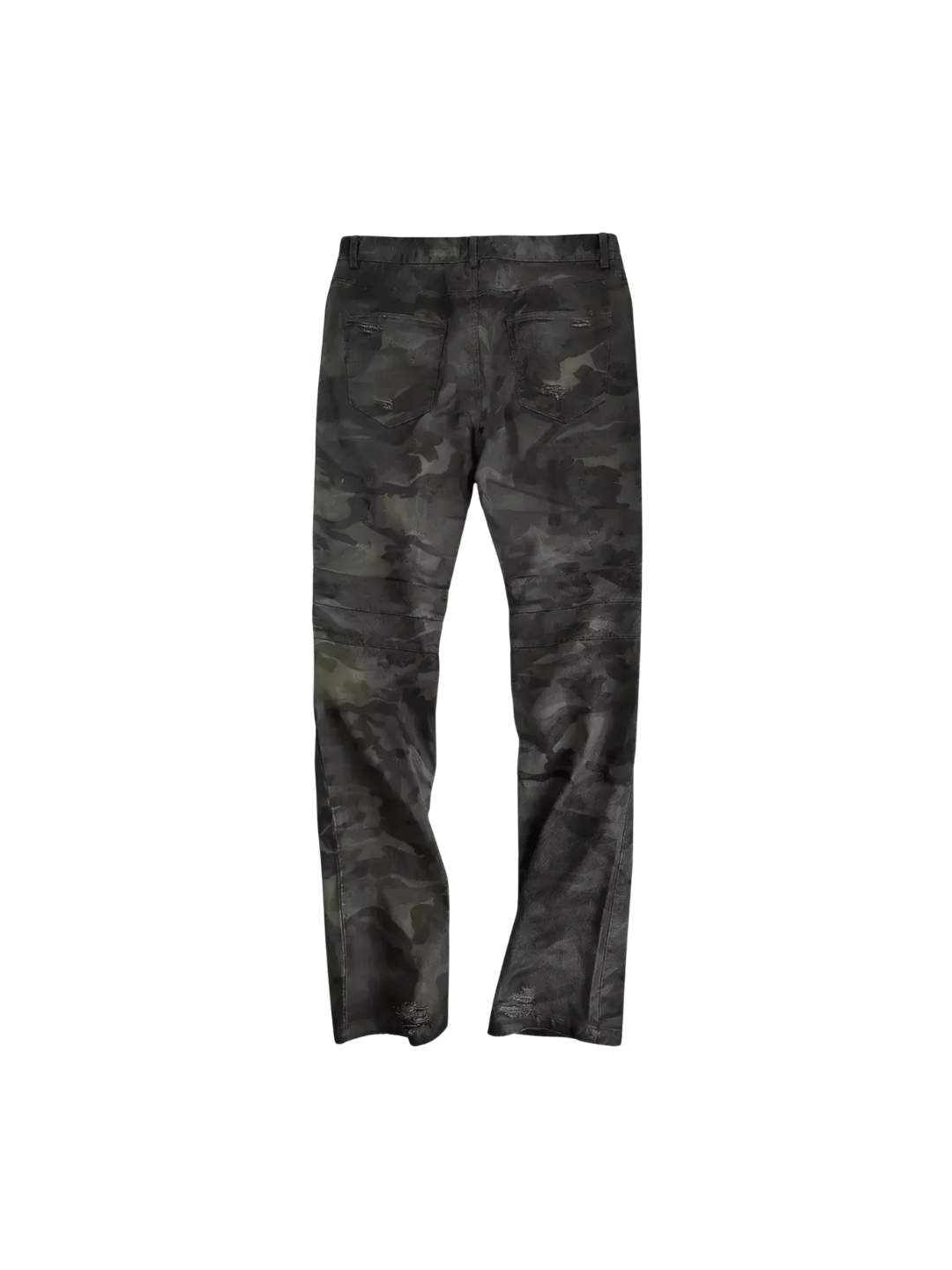 Wax Coated Camo Distressed Jeans