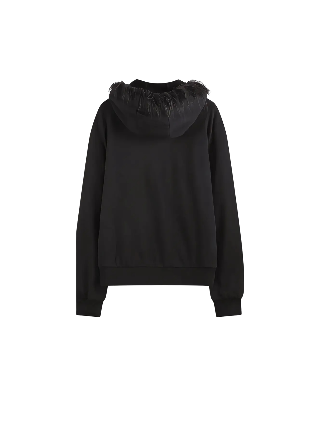Rivet Decorated Slim Fit Hooded Fur Collar Sweatshirt