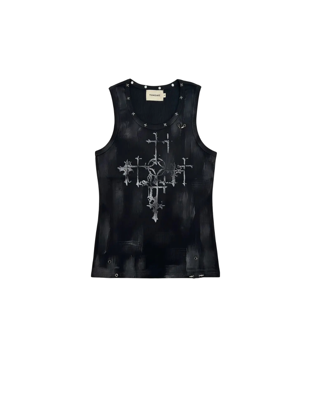 Distressed Dark Cross Tank Top