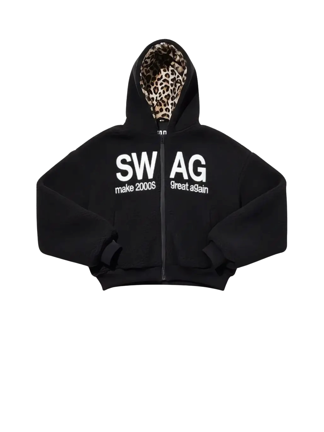 Leopard Faux Fur & Black Polar Fleece Reversible Jacket