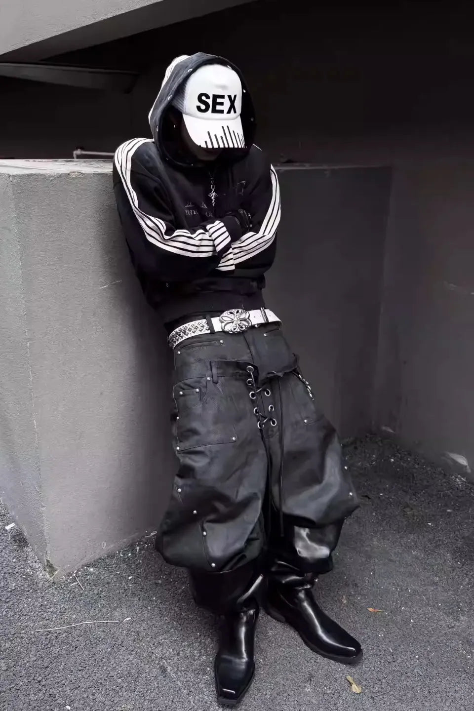 5stripe Webbing Cropped Zip Hoodie