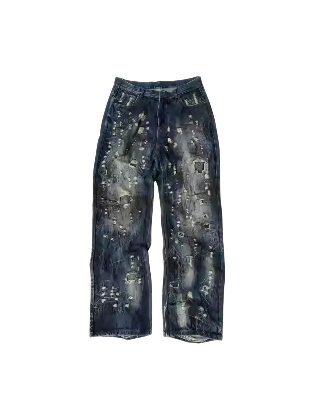 Washed Distressed Ripped Heavy Duty Jeans