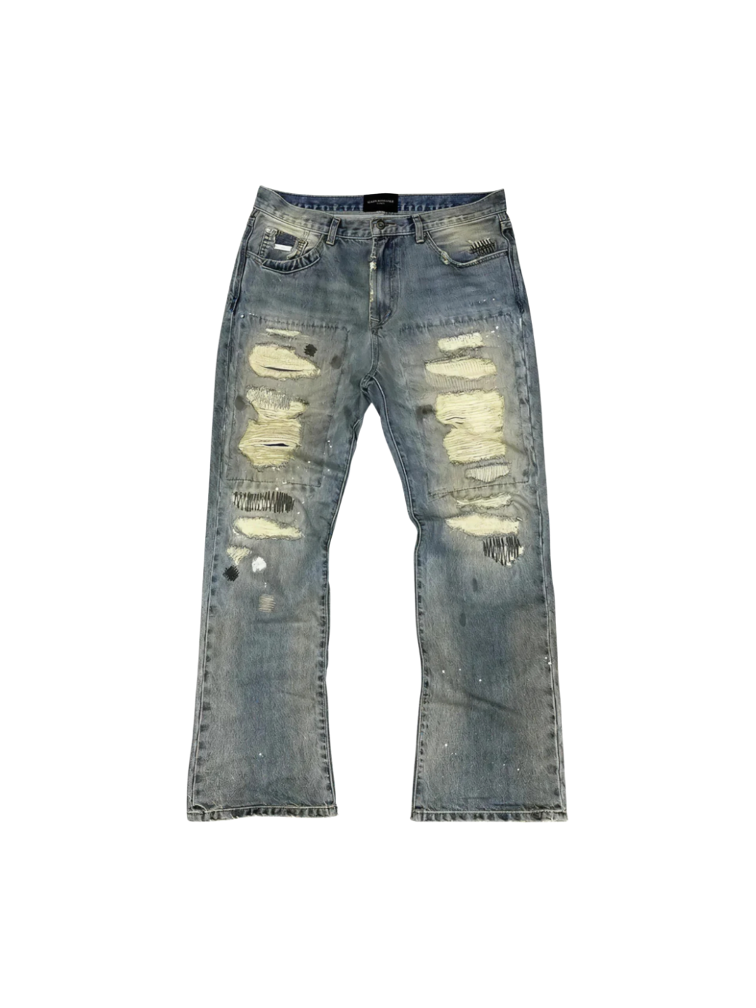 Micro Boob Distressed Dirty Wash Ripped Jeans
