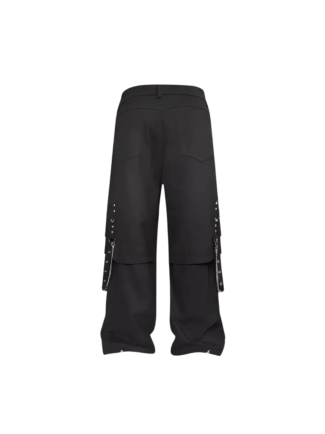 Double Layered Tie Up Cargo Pants with Studs & Chain
