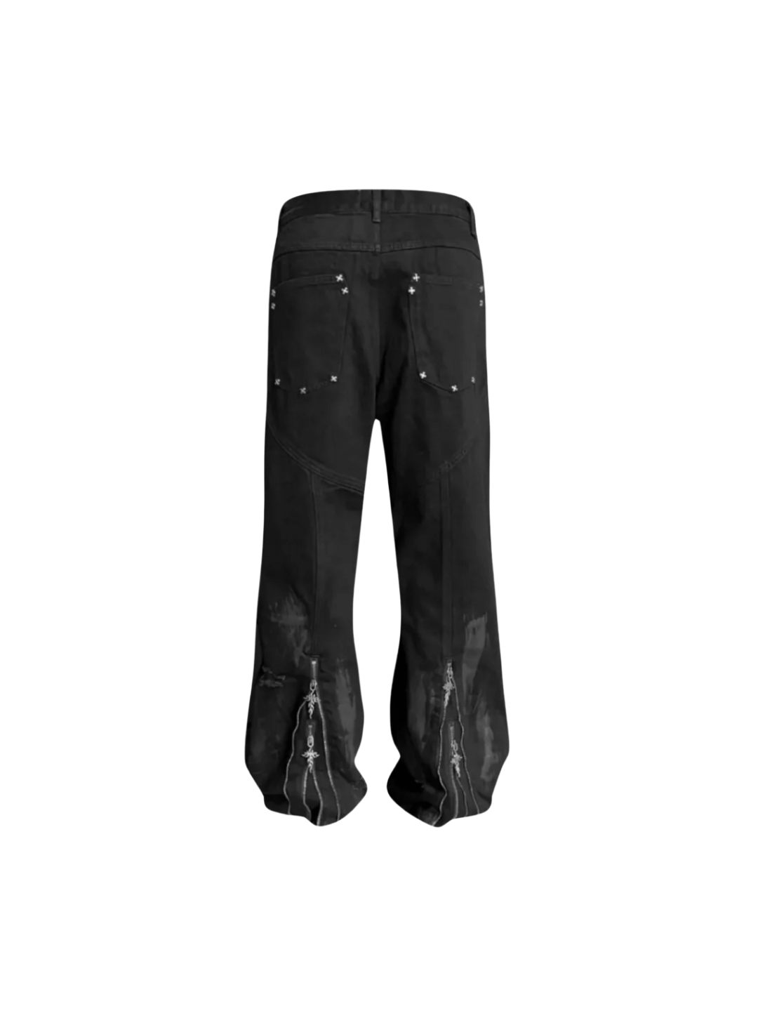 Dark and Avantc Garde Flare Wax Double Zipper Motorcycle Pants