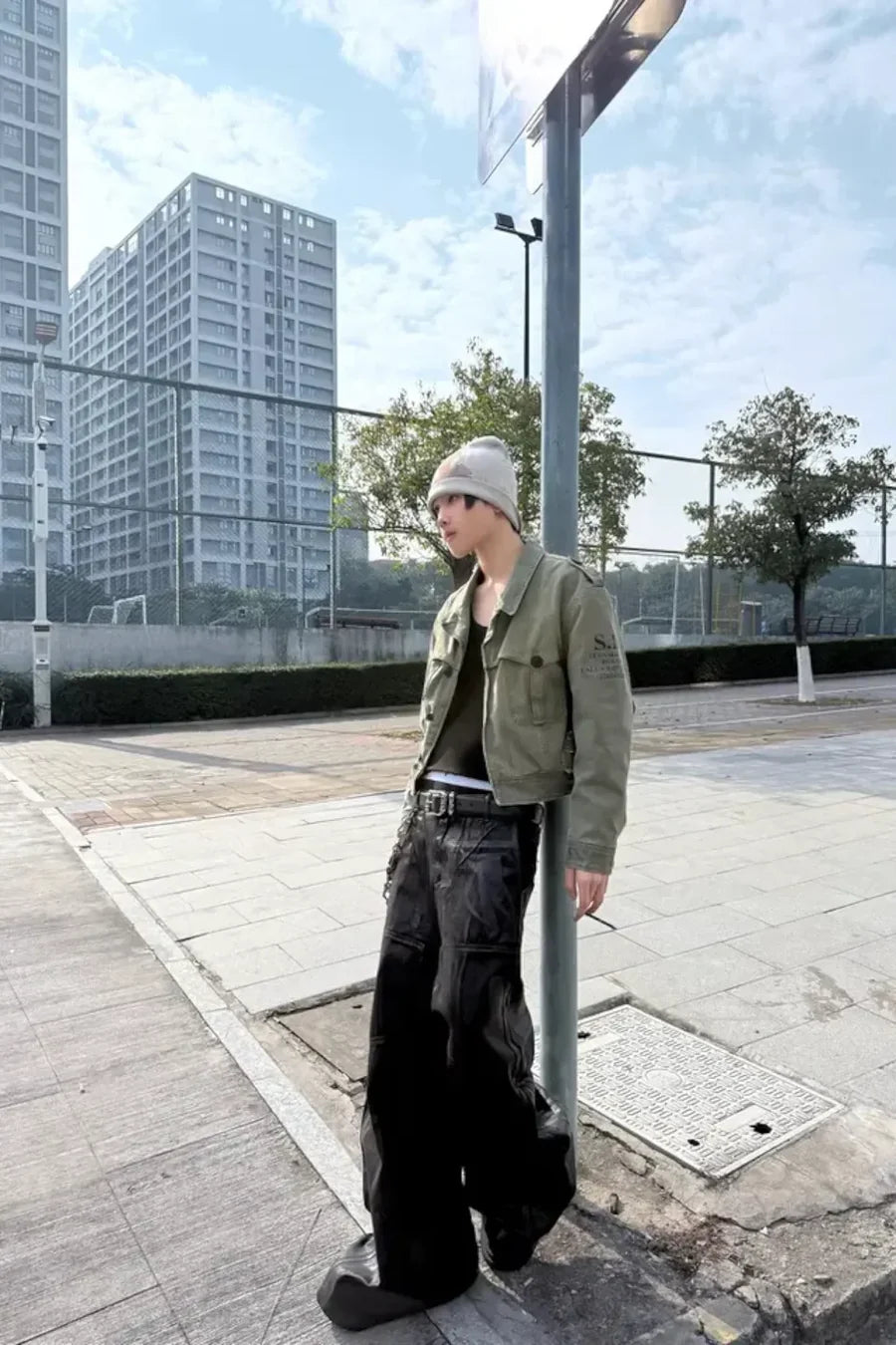 Crack Pattern Waxed Pants