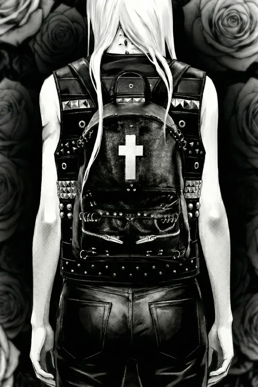 Crackle Pattern Perforated Hardware Backpack