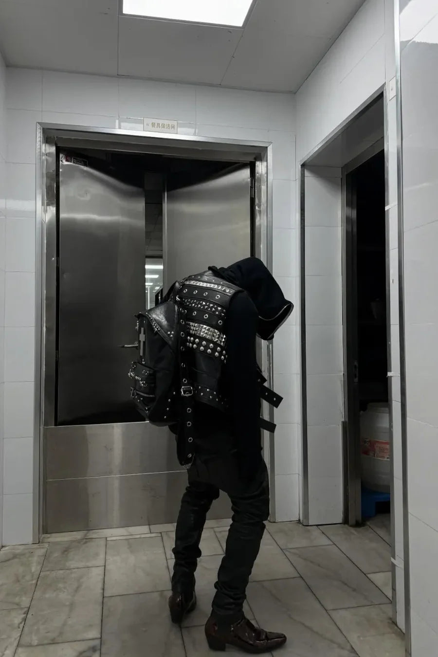 Crackle Pattern Perforated Hardware Backpack