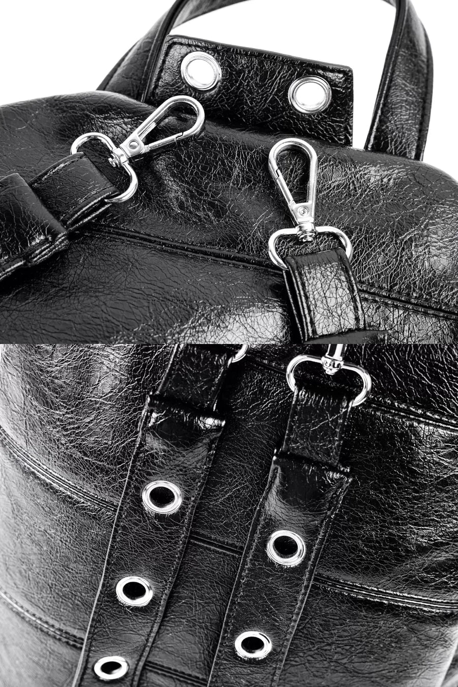 Crackle Pattern Perforated Hardware Backpack