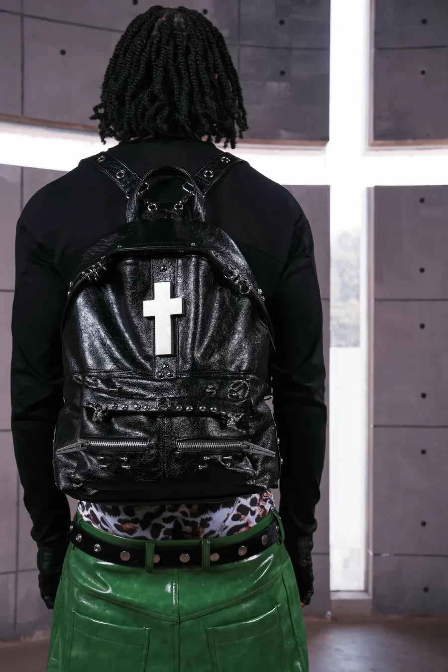 Crackle Pattern Perforated Hardware Backpack
