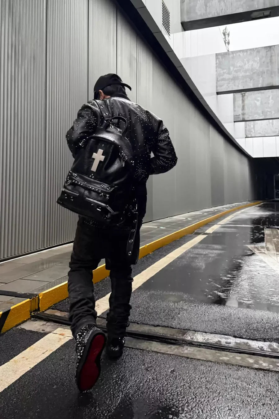 Crackle Pattern Perforated Hardware Backpack