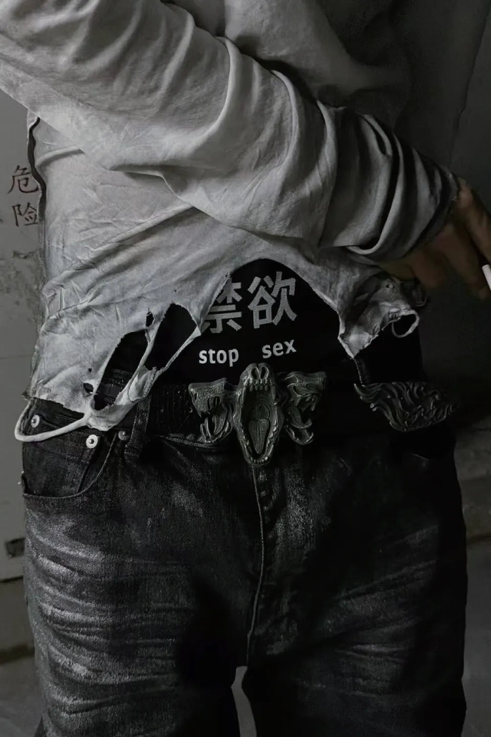 Crocodile Embossed Skeleton Belt