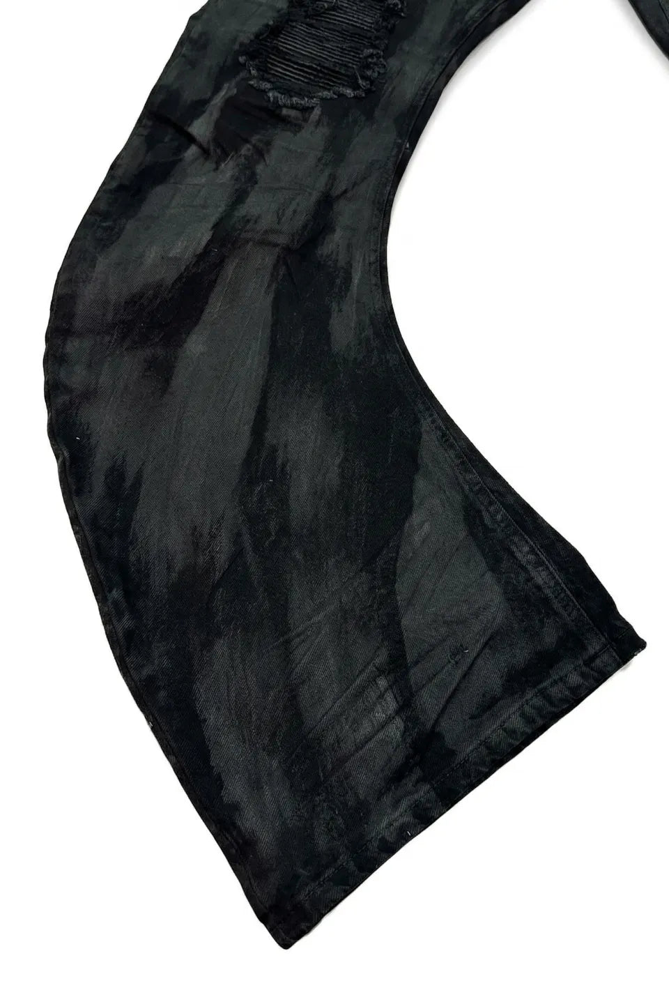 Dark Waxed Curved Biker Jeans