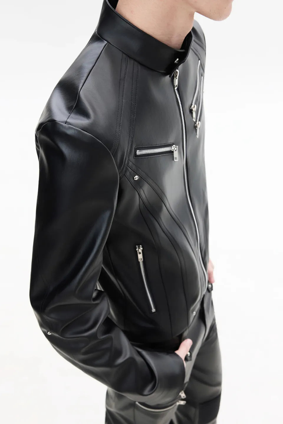 Deconstruct Zip Biker Jacket