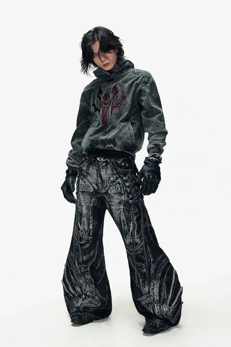 Deconstructed Exaggerated Flared Patchwork Jeans