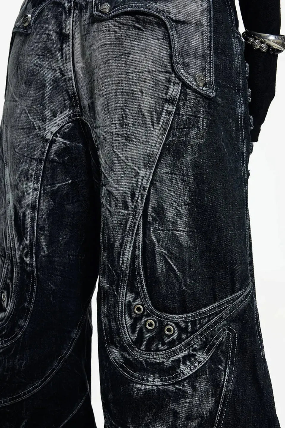 Deconstructed Exaggerated Flared Patchwork Jeans