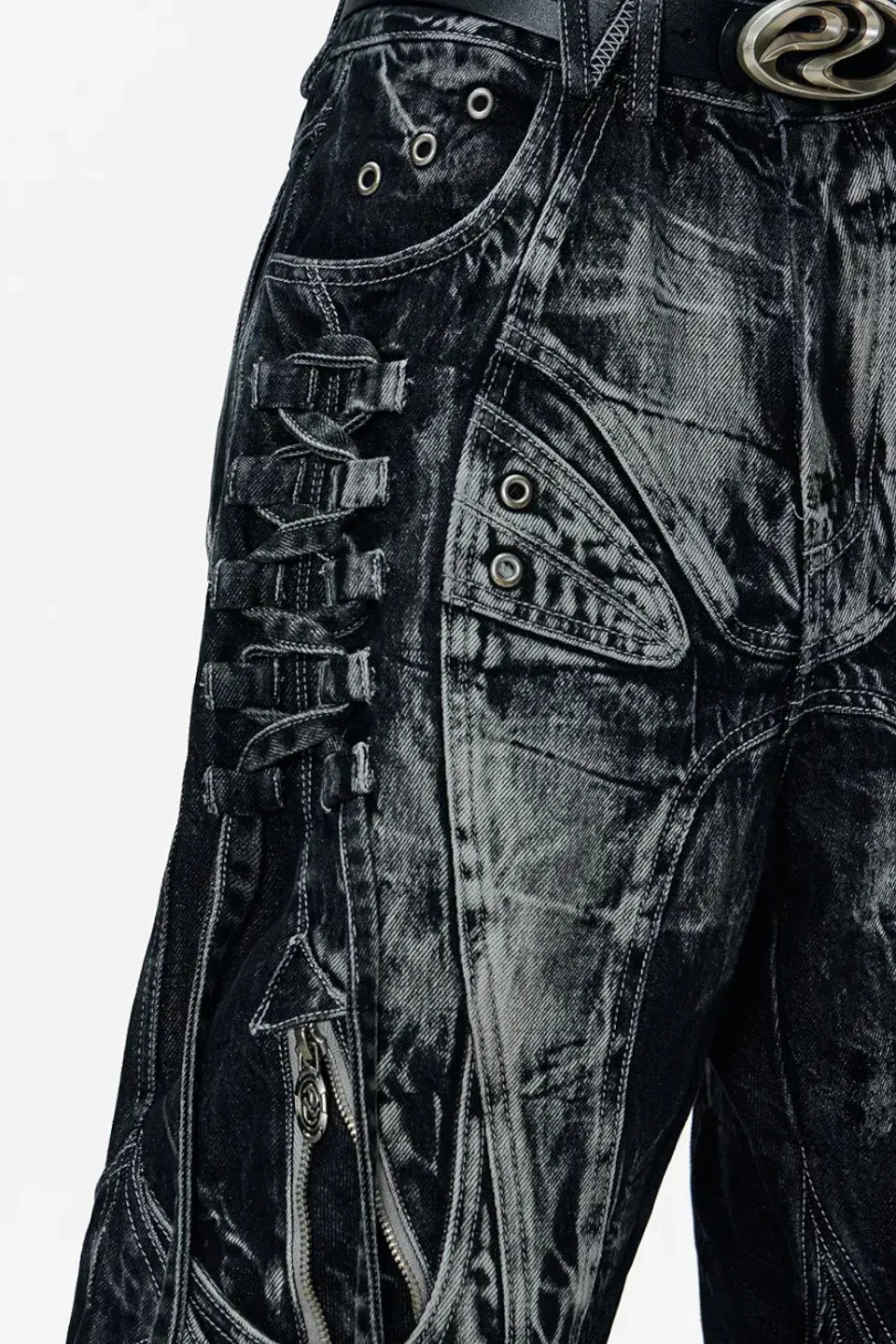 Deconstructed Exaggerated Flared Patchwork Jeans
