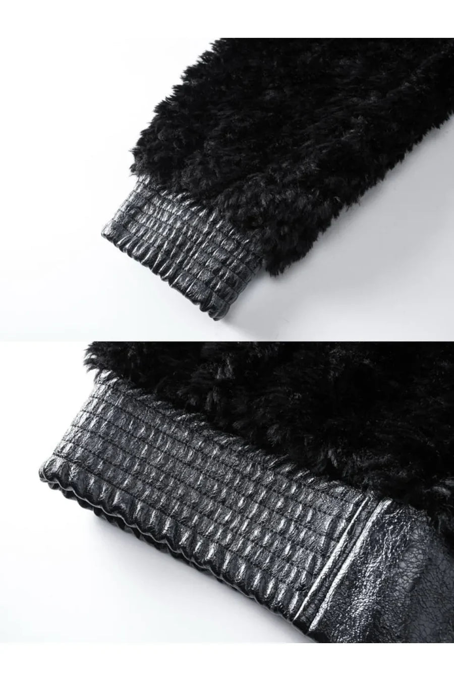 Faux Fur and Leather Hooded Jacket