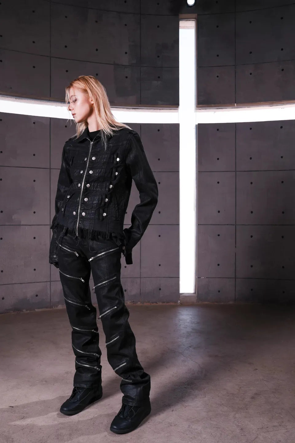 Multi Zipper Wax Pants