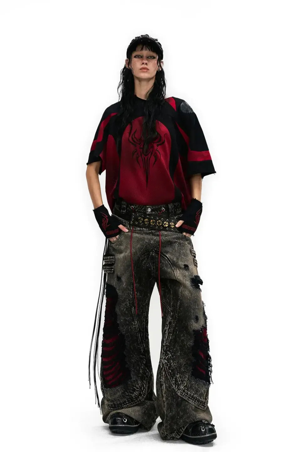 Mythical Beast Motif Patchwork T-Shirt