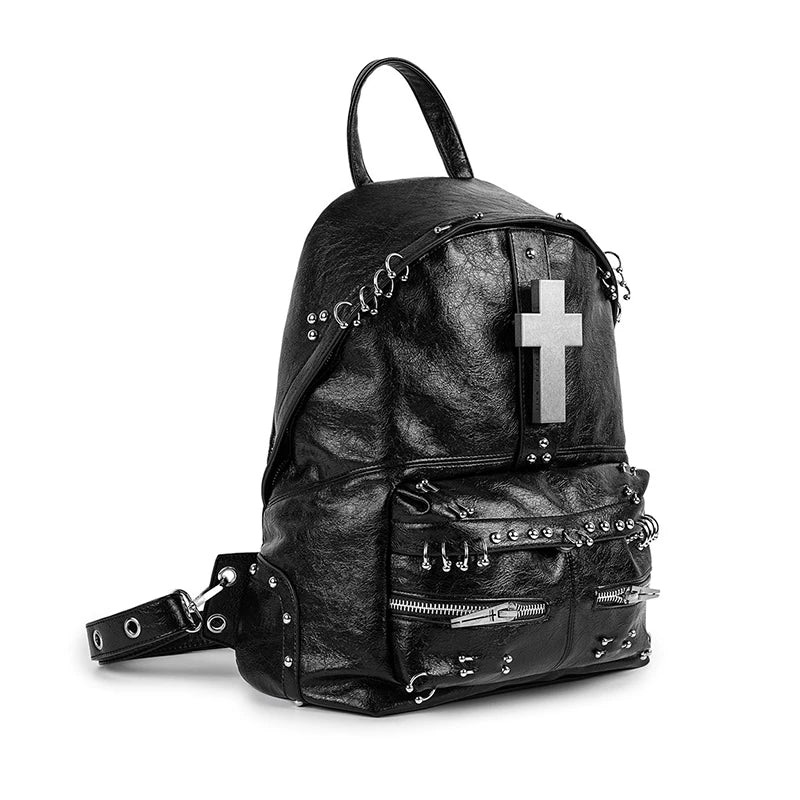Crackle Pattern Perforated Hardware Backpack