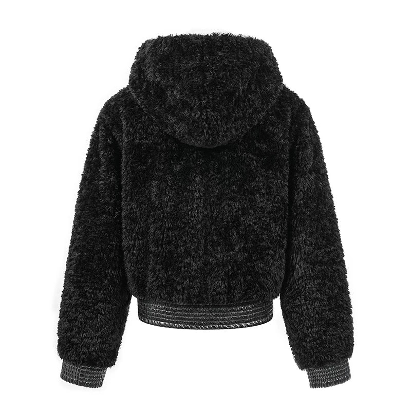 Faux Fur and Leather Hooded Jacket