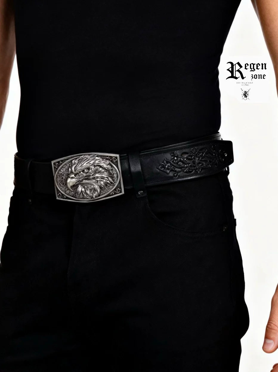 Gemstone Raptor Engraved Vine Leather Belt