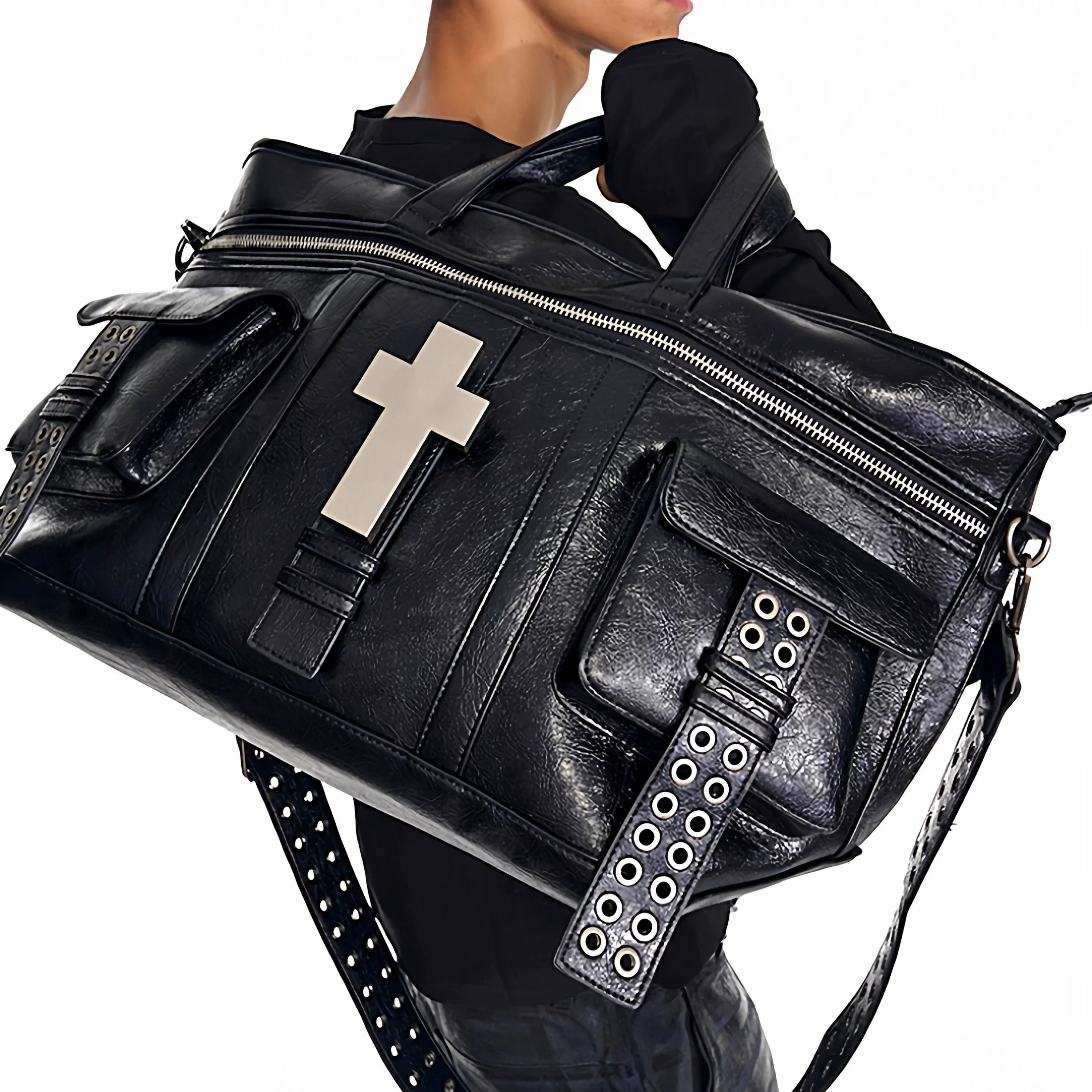 Ten Cross Burst Leather Shoulder Bag