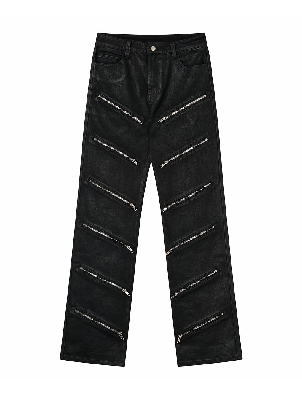 Multi Zipper Wax Pants