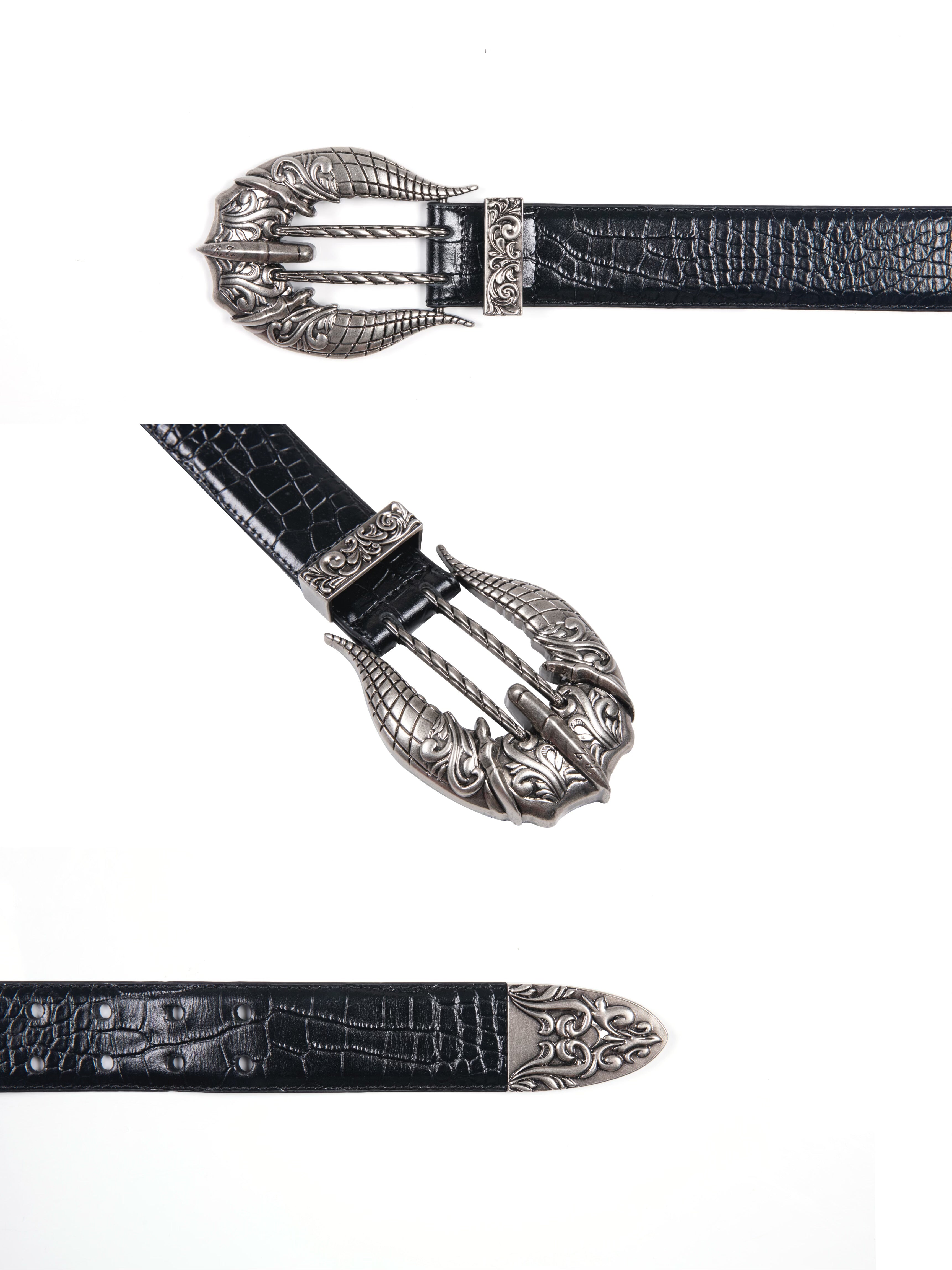 Bone Eagle Crocodile Leather Belt