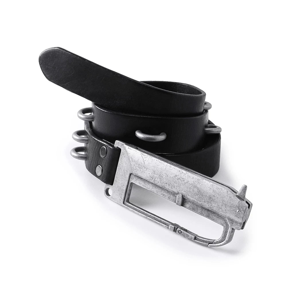 BΣLA Military Leather Belt Steel Ring & Blade Buckle