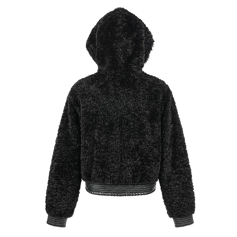 Faux Fur and Leather Hooded Jacket