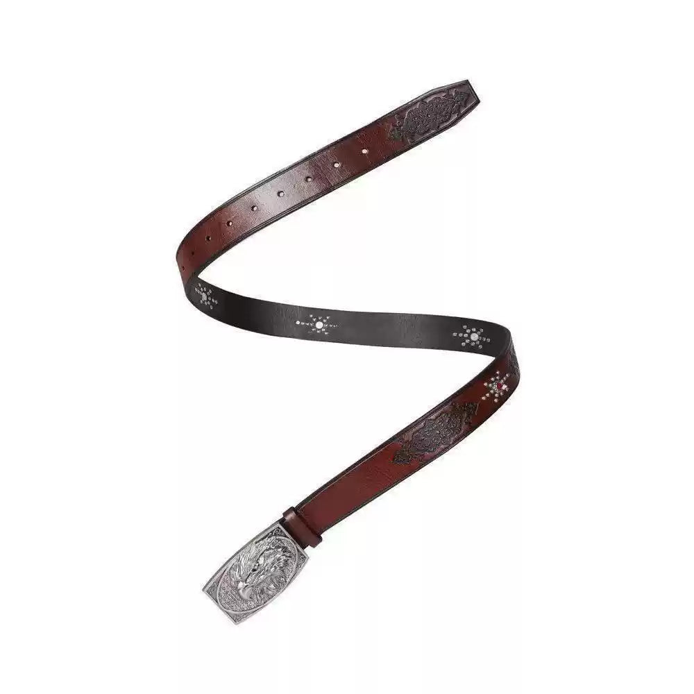 Gemstone Raptor Engraved Vine Leather Belt