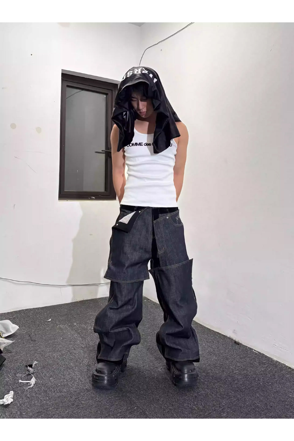 Peel Off Pant Piece Raw Unslaked Raw Cow Jeans in Original Color