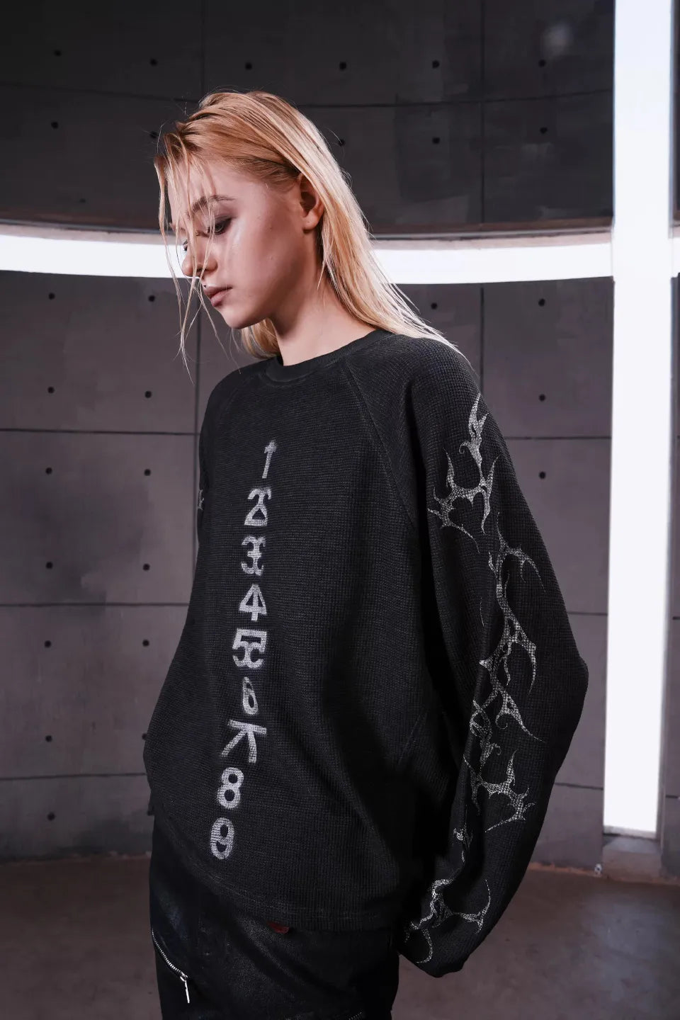 Sanskrit Number Waffle LS Tee