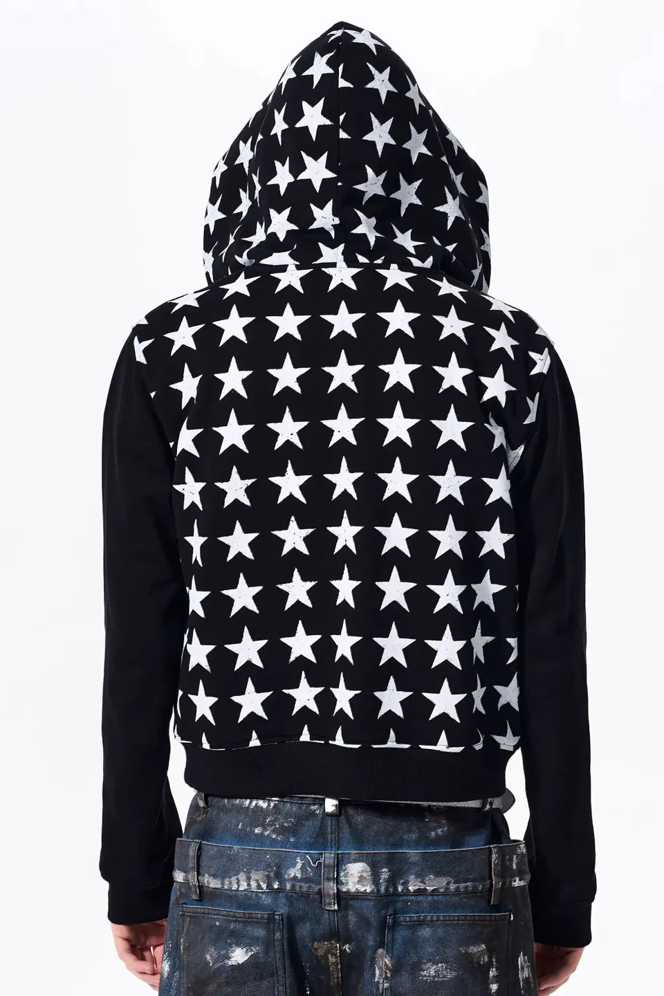 Star Print Zip Up Hoodie