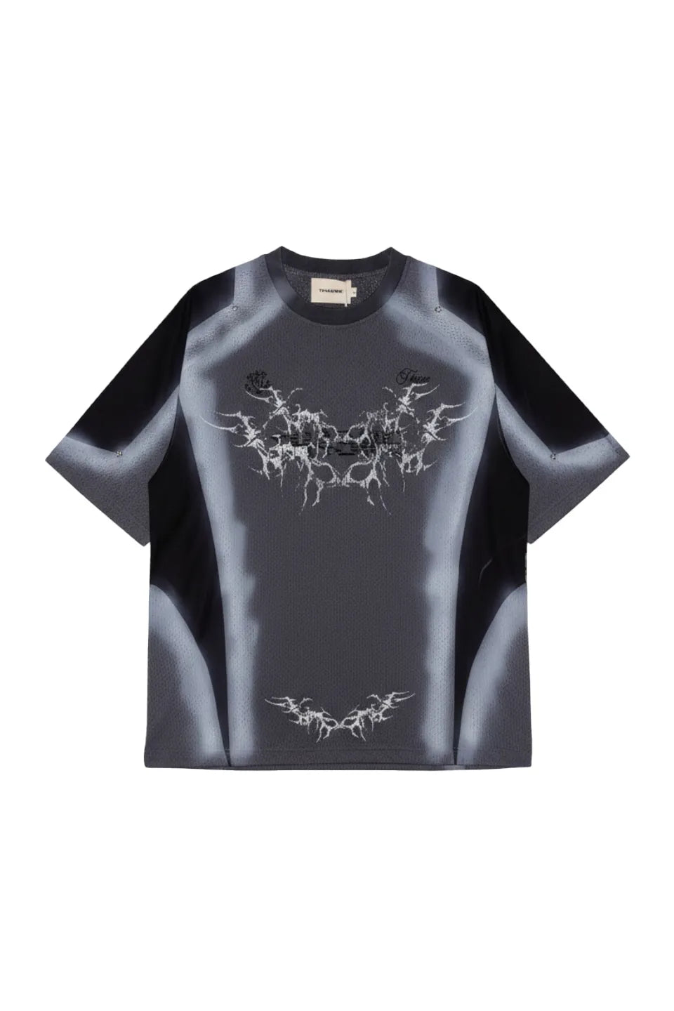 Thorn Pattern Dirty Art Studded Jersey T-shirt